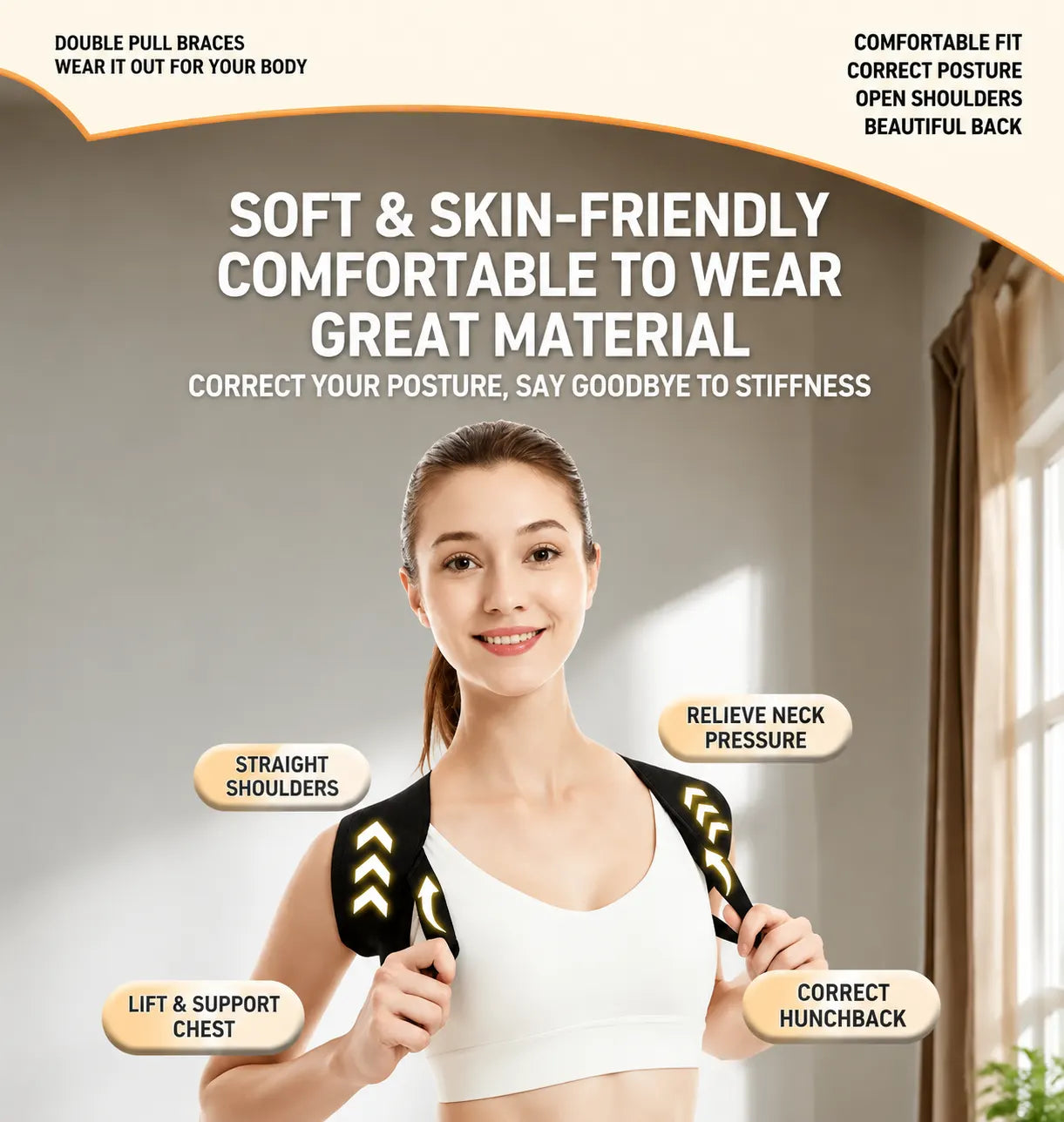 Instant Posture Corrector & Open Shoulder Brace for Daily Comfort