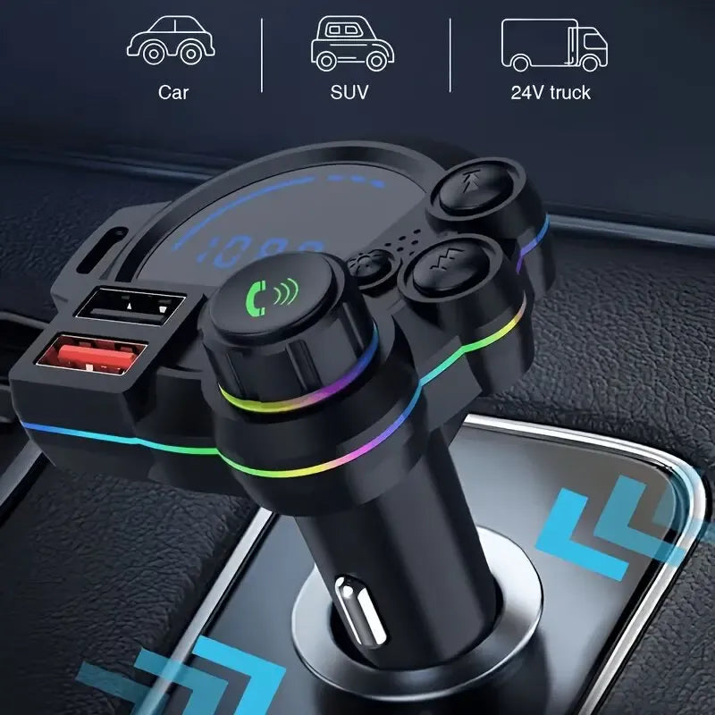 Wireless Bluetooth Car FM Transmitter & Fast Dual USB Charger