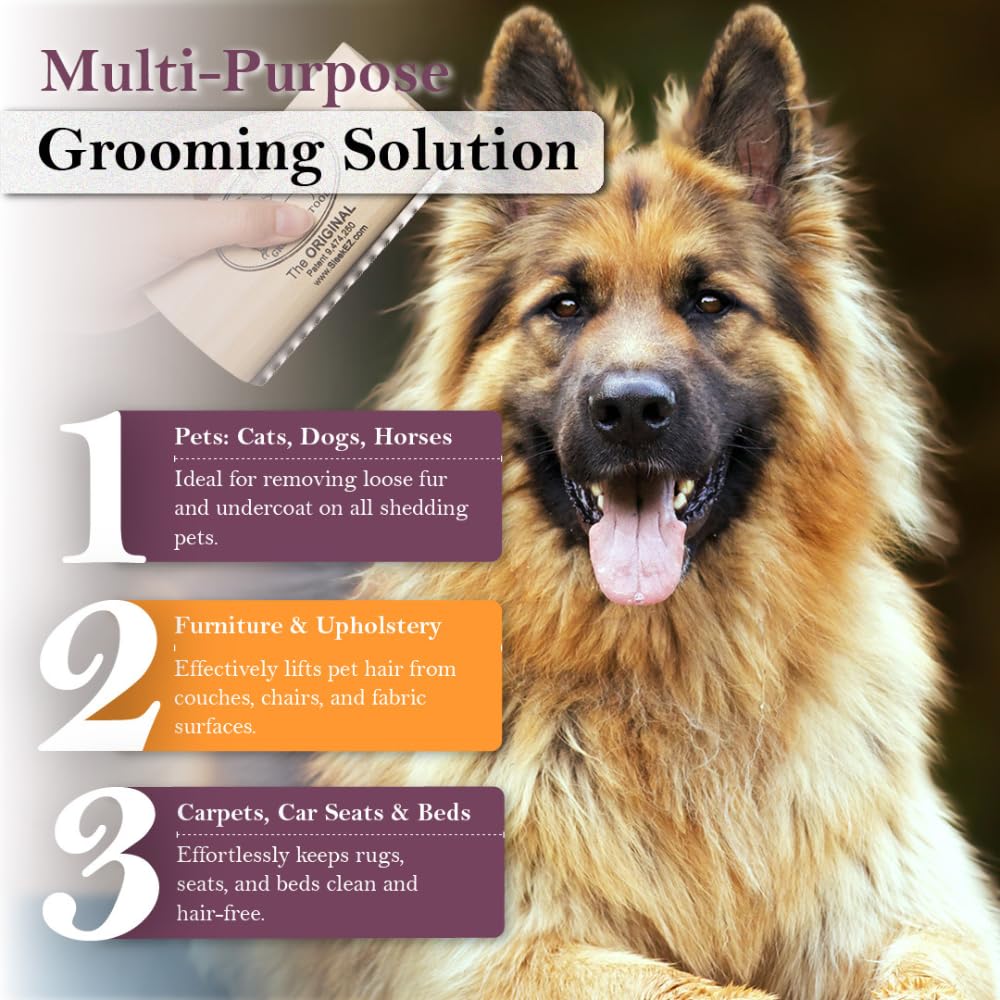Patented Deshedding Grooming Brush – Remove Up to 95% of Loose Hair & Dander in Minutes