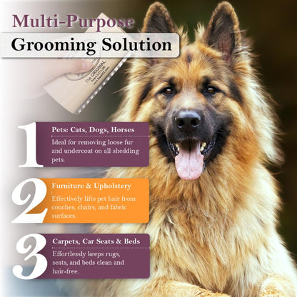 Patented Deshedding Grooming Brush – Remove Up to 95% of Loose Hair & Dander in Minutes