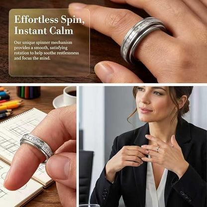 Titanium Fidget Ring – Smooth Spinner Mechanism For Instant Anxiety Relief