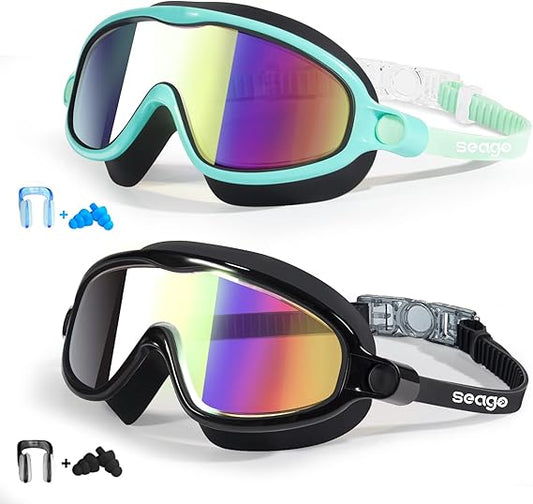 Kids Wide-View Swim Goggles – Leak-Free Large Cushion Design For Maximum Comfort Without Raccoon Eyes