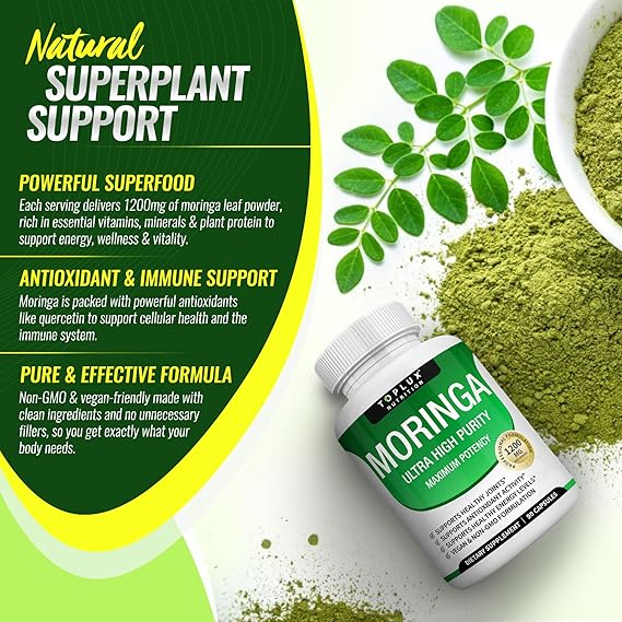 Moringa Oleifera Capsules – 1200mg Ultra Purity Extract For Natural Energy & Immune Vitality