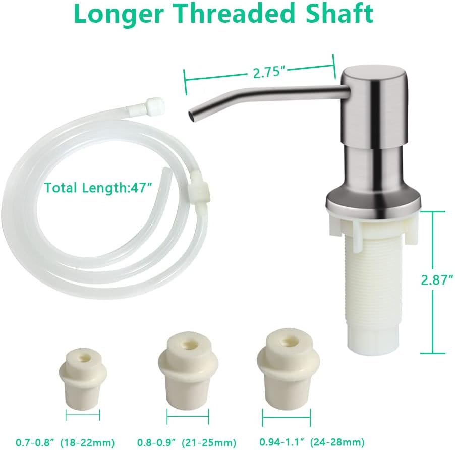 Kitchen Sink Soap Dispenser Kit – 47" Extension Tube Mechanism For Never Refilling Soap