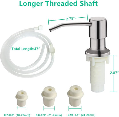 Kitchen Sink Soap Dispenser Kit – 47" Extension Tube Mechanism For Never Refilling Soap