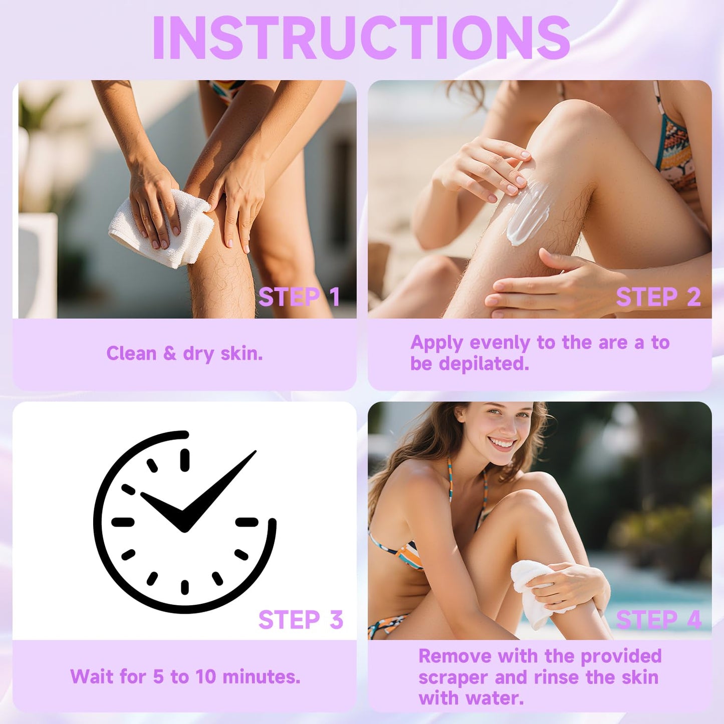 Smooth Hair Removal Cream – 4-Acid Painless Melting Tech For 7-Day Silky Skin