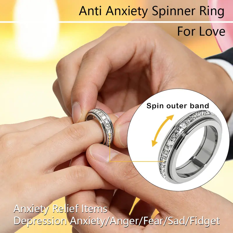 Titanium Fidget Ring – Smooth Spinner Mechanism For Instant Anxiety Relief